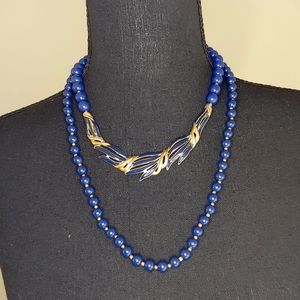 🌻 $5! Two Navy and Gold Beaded Necklaces